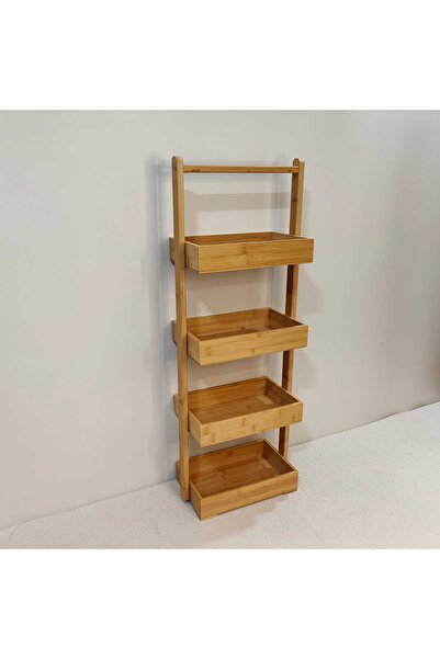OEM Etajera cu 4 rafturi de depozitare de baie din bambus, 31cm x 18cm x 84,5 cm