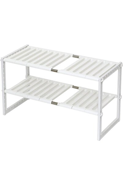 Arabest 2-Tier Expandable Under Sink Organizer,White,Multi-Purpose Storage Ra...