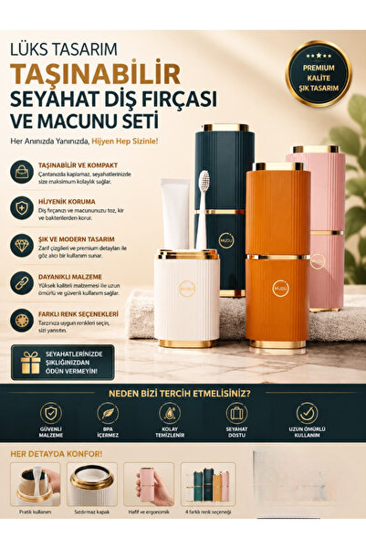 AYGÖREN HOME Premium Taşınabilir Seyahat Diş Fırçası ve Macun Kutusu I Hijyen...