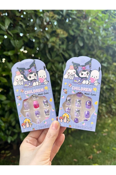 winingo 2Y Shop Çocuk Takma Tırnak 1 Paket Kuromi My Childrem Yapışkanlı Tırnak