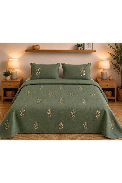Lena Maison Çiçek Nakışlı Lüks Yatak Örtüsü 240x260 cm Çift Kişilik