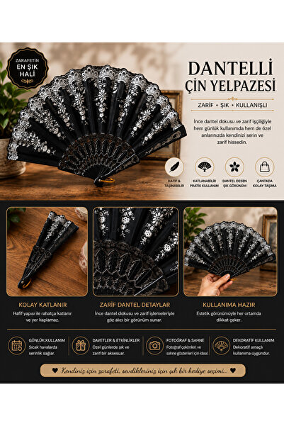 GenelTedarik DANTELLİ ÇİN YELPAZESİ