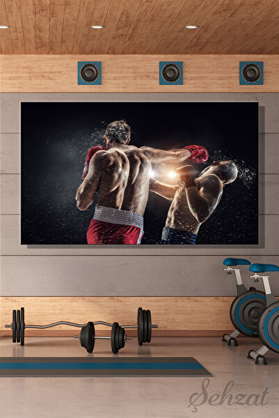 Şehzat Yatay Kanvas Duvar Tablosu Tekli Ofis Spor Salonu Klübü Gym Boks Maçı ...