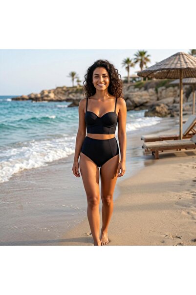 LavAura Kadın Siyah Yüksek Bel Toparlayıcı Bikini Takımı – Destekli Büstiyer ...