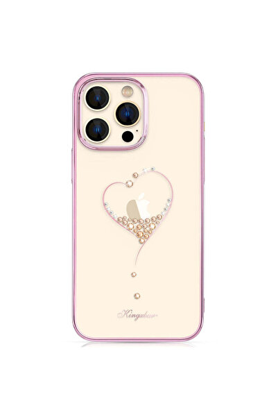 Kingxbar Husă din seria Wish pentru iPhone 14 Pro Max, decorată cu cristale roz.
