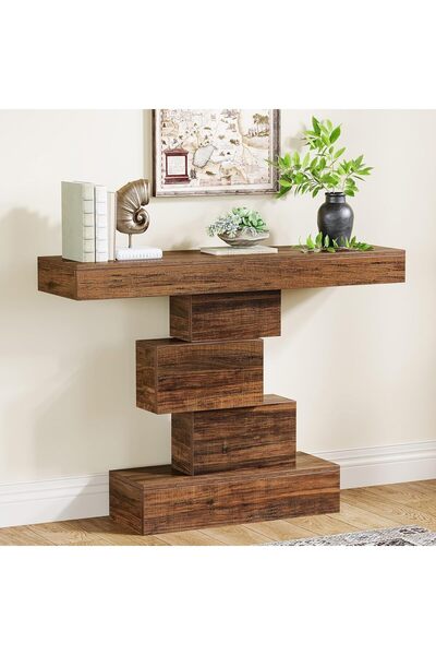 HoMeY furniture طاولة كونسول من تريبيساينز، خشب وألواح خشبية، مقاومة للماء، ق...