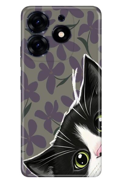 TECNO Spark 20 - 20C Kılıf Home Cat Temalı Desenli Darbe Emici Silikon