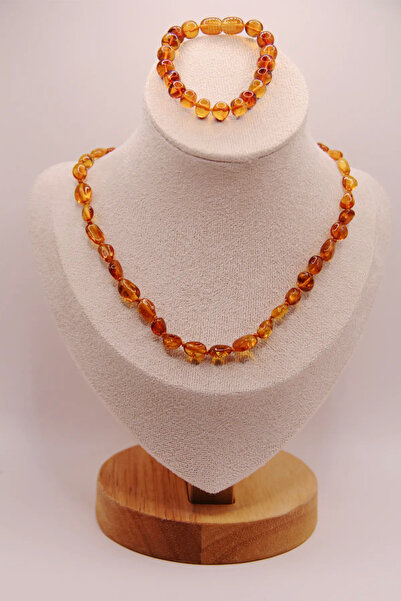 assa accessories Damla Kehribar Bebek Kolye-Bileklik Set Orjinal Sertifikalı