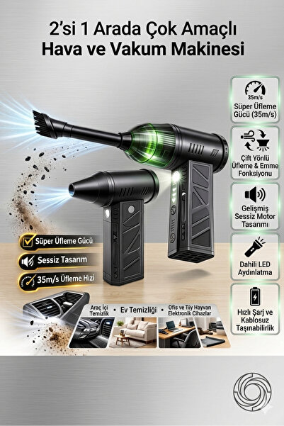 Hanedanev 110.000 RPM Güçlü Motor, Led Işıklı Mini Şarjlı Hava Üfleyici ve Va...