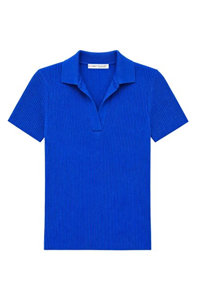 Hiccup MIXRAY Bluză cu guler polo și textură cu nervuri
