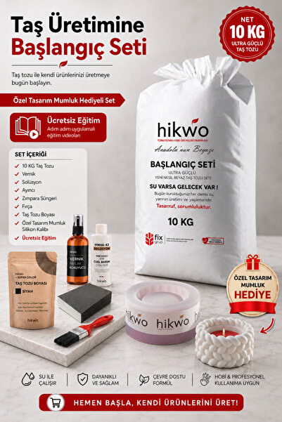 Mumluk Silikon Taş Tozu Kalıbı ve 10 KG Taş Tozu Seti - M546543