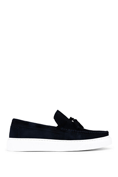 Tamer Tanca Ανδρικά Loafers από γνήσιο δέρμα Navy Blue Suede