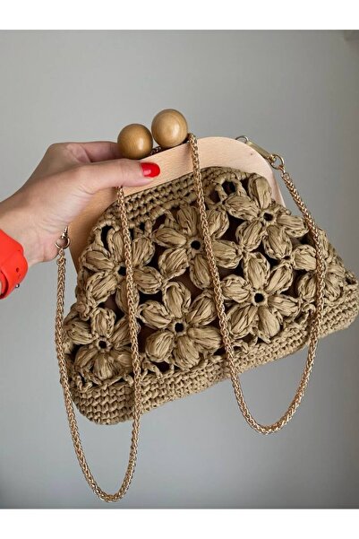 ARTTMACRAME Raffia Flower Model Scholarship Bag