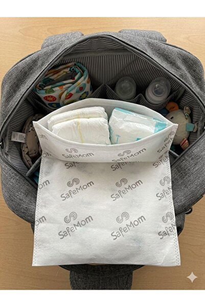 SafeMom 8'li Çok Amaçlı Bebek Bakım Çantası - Bez Çanta