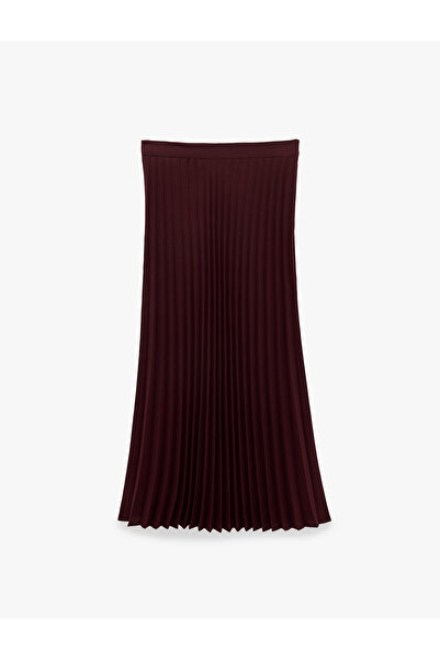 Koton Crepe Fabric Fine Pleated Midi Skirt