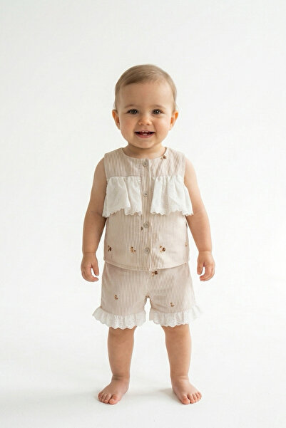Bebezade Summer Baby Girl Blomline Shorts Top and Bottom Set