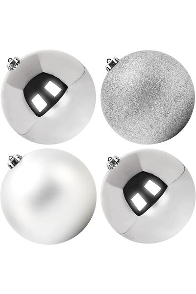 OEM Globuri de brad care nu se sparg XXL, mari, set de 6 bucăți, argintii, 10 cm