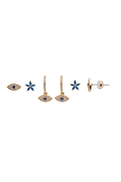U.S. Polo Assn. Set de 3 perechi de cercei din metal placat cu aur galben, cu...
