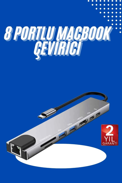 ARMÜZ محول USB من النوع C إلى محول متعدد الإرسال لجهاز Macbook Converter 8 منافذ