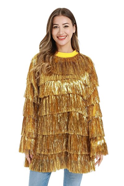 OEM Pulover de damă de Crăciun tricotat, amuzant, auriu, mărimea 2XL/3XL