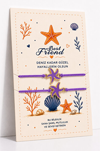 MakeWell Sea Star Best Friend Drawstring Bracelet Set of 2 – Adjustable Frien...