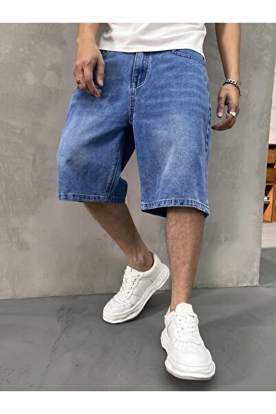 WKM Men's Oversize Acid Wash Denim Shorts