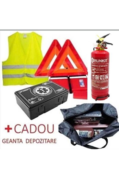 Xtrem Kit siguranta auto rutiera Trusa Medicala,2x Triunghiuri,Stingator,cert...