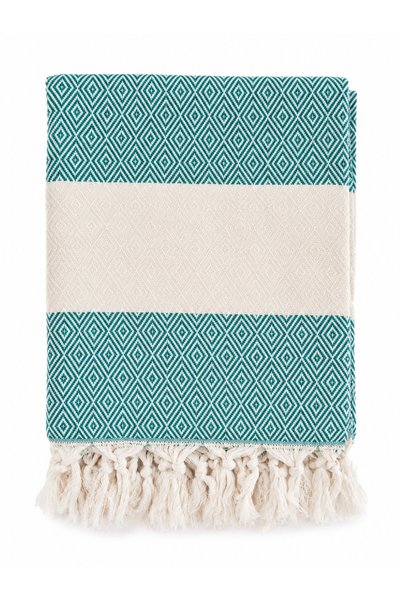 Livera Home Diamond Peshtemal |   100% Cotton, Natural Fringed |   Beach, Pool, Spa, Hammam, Sports, Travel Towel (Dark Green - 90X180 cm)