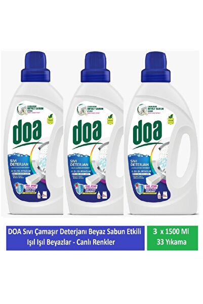 Doa Sıvı Çamaşır Deterjanı Beyaz Sabun Etkili 1500 Ml 33 Yıkama x 3 Adet