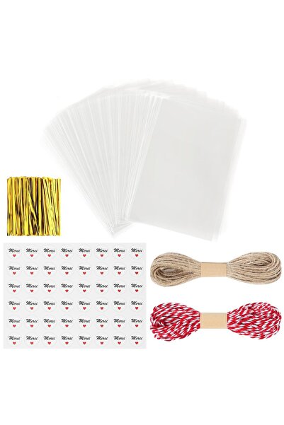 OEM Gudotra Saci din Plastic Transparent 200 de Bucăți 10x15 cm cu Autocolante