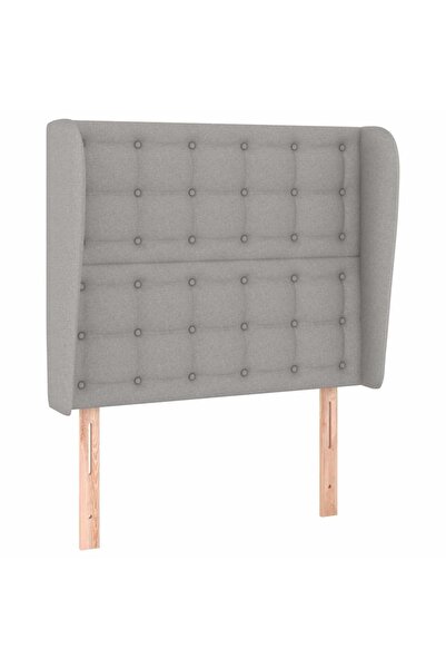 vidaxl Tăblie de pat cu aripioare gri deschis 93x23x118/128 cm textil