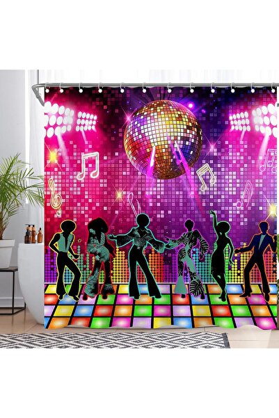 OEM Perdea de duș Retro Disco, impermeabilă, multicoloră 180x180 cm