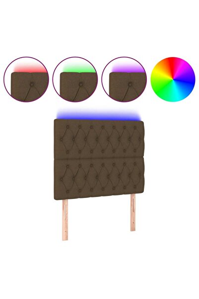 vidaxl Tăblie de pat cu LED, maro închis, 100x7x118/128 cm, textil