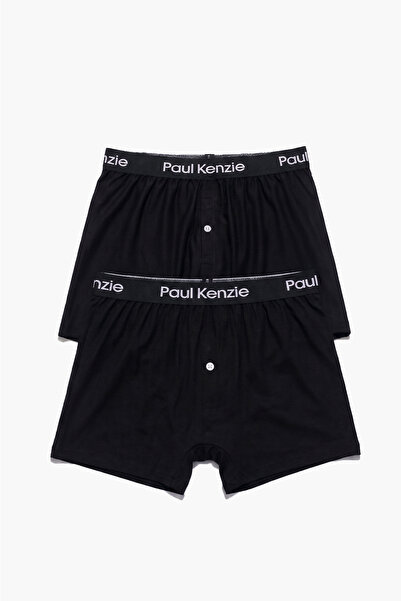 Paul Kenzie 2'li Erkek Boxer Şort - Button Fly Blackish