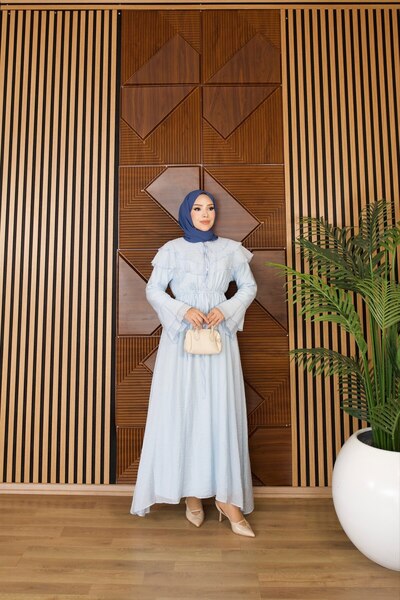 MVK MAVEKA COLLECTİON Half Buttoned Flounce Dress