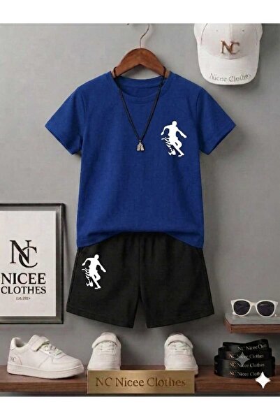 NC Nicee Clothes LETNJA DEČJA MAJICA I KRATKE HLAČE UNISEKS (BELI ŠTAMP SA VA...
