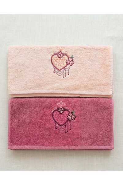 YiğitHome 3D Embroidered 2-Piece Face Towel Set