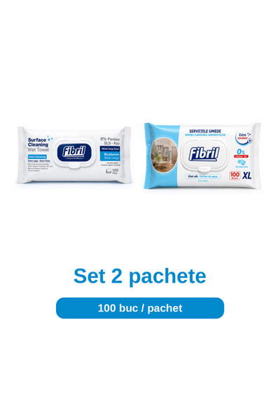 Fibril Set Servetele Umede pentru Suprafete, Mix White Soap si XL Otet Alb si...