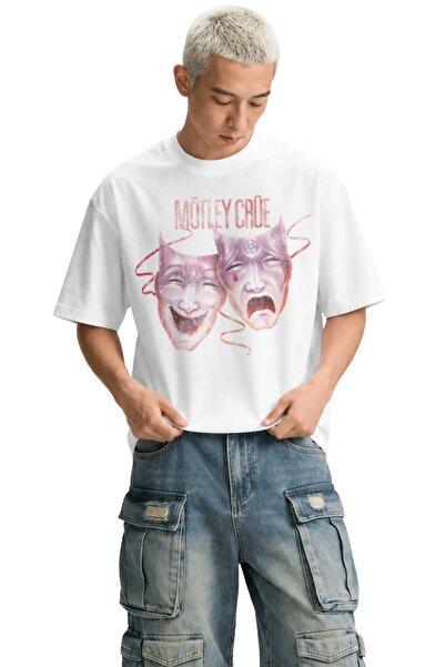 Fuddy Moda Tricou unisex Mötley Crüe Theatre of Pain cu imprimeu, cu guler ro...