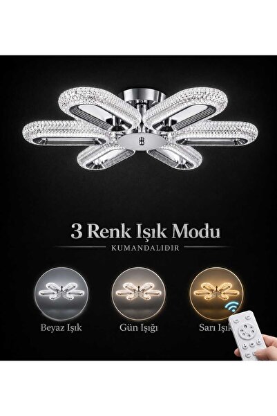 MAVERALİGHTİNG SERRA 6LI PLAFONYER AVİZE 3 RENK LED ISIKLI KUMANDALI SALON OT...
