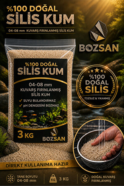 Bozsan 3 Kg 04-08 mm Silis Krem Renk Kumsal Kumu, Bitki Marimo Teraryum Kumu,...