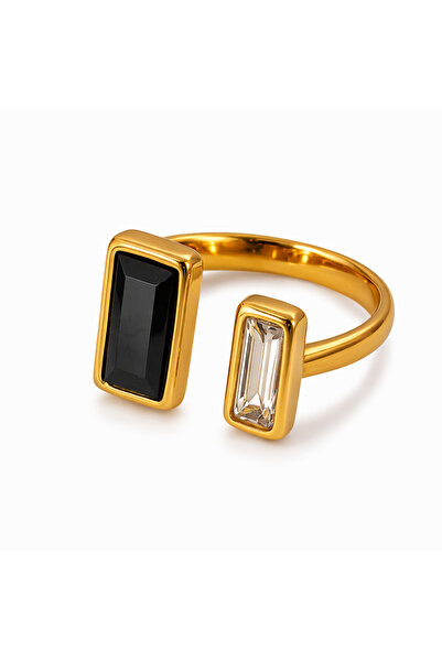 YVA Jewelry Inel de damă din oțel inoxidabil placat cu aur rezistent la apă "...