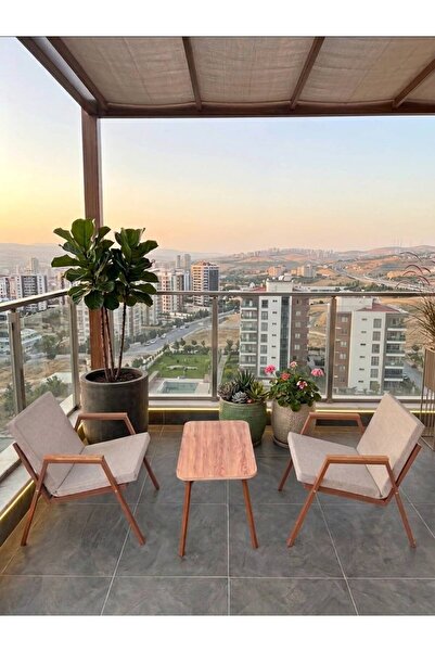 Dekoroom's VİENTO 1-1 BAHÇE BALKON MOBİLYASI,KAHVE İSKELET,KUMAŞ RENGİ 03 CAP...