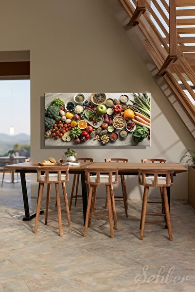 Şehzat Design Panoramik Yatay Kanvas Tablo Tekli Lokanta Kafe Restoran Mutfak...