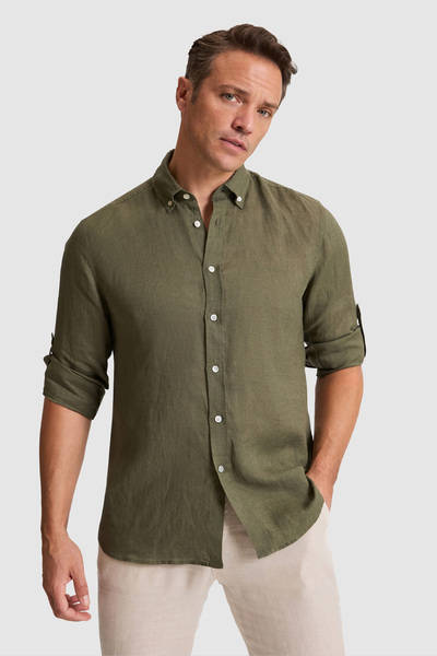 U.S. Polo Assn. Erkek Koyu Haki Uzun Kollu Gömlek 50319065-VR111