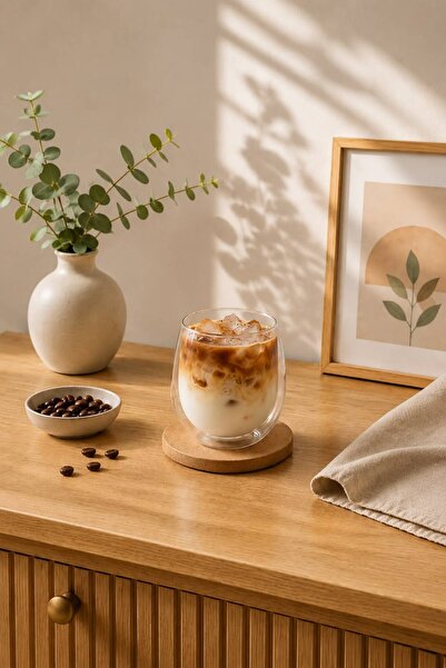 MİEN Çift Cidarlı Şeffaf Espresso Kahve Cam Bardak 250 ml