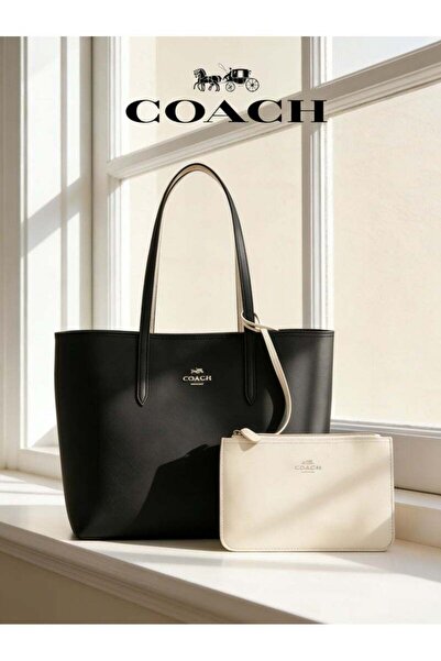 Coach New York حقيبة يد نسائية كبيرة السعة ذات وجهين، حقيبة كتف، حقيبة كروس ب...