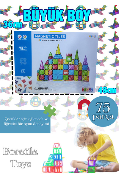Boratila Toys مكعبات بناء مغناطيسية - مجموعة ألعاب مغناطيسية ملونة ثلاثية الأ...