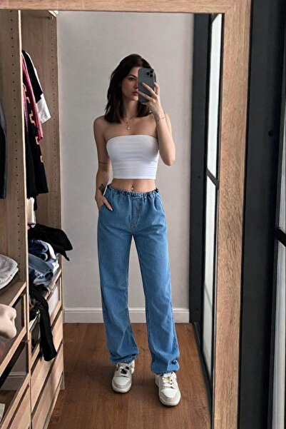 XRAY JEANS Γυναικείο άνετο τζιν παντελόνι μπλε χρώματος με ελαστική μέση