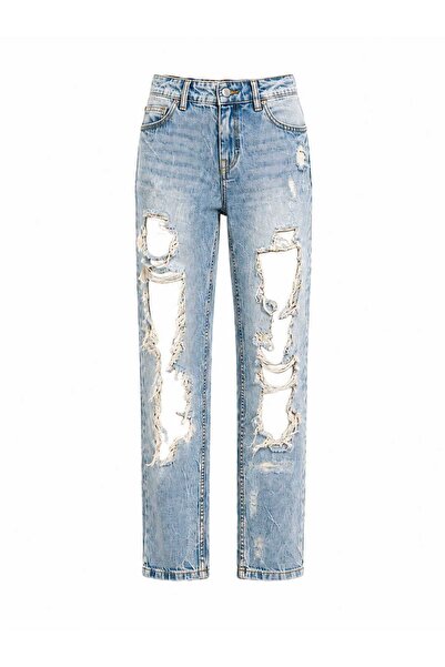 CHEVALIER FASHION Women's Distressed Light Wash Slim Fit Denim Jeans